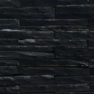 Dramatic Black Natural Stone Stacked Ledge Stone